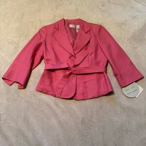NWT 90's Emma James Liz Clairborne Pink Suit Jacket with tie Size 8
